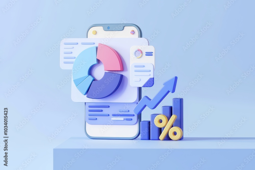 Poster visualizing data trends an engaging mobile analytics concept with charts and graphs