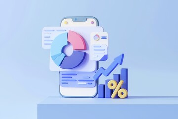 Naklejka premium Visualizing Data Trends An Engaging Mobile Analytics Concept with Charts and Graphs