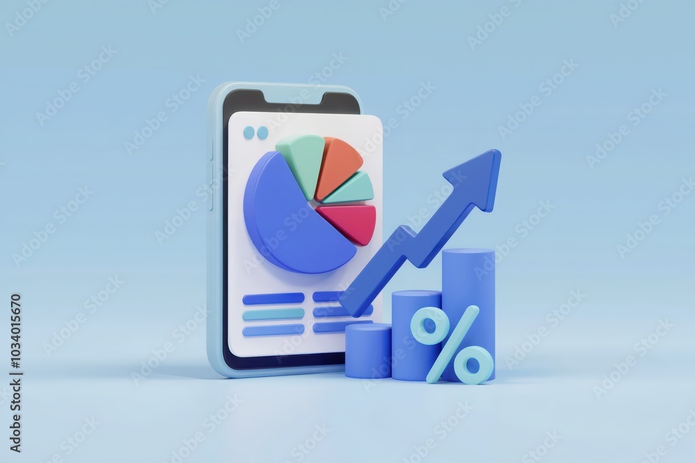 Poster visualizing business growth a colorful graph and mobile analytics for enhanced decision making