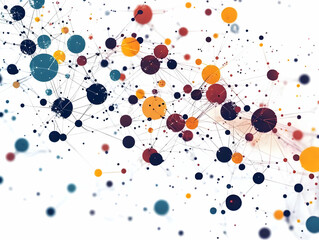 Flat Quantum Entangled Voting Network Concept: Macro Shot of Entangled Particles for Secure Instant Vote Transmission - Vector Illustration with Network Visualizations on White Background