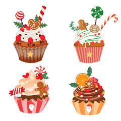Christmas cream cake vector design elements