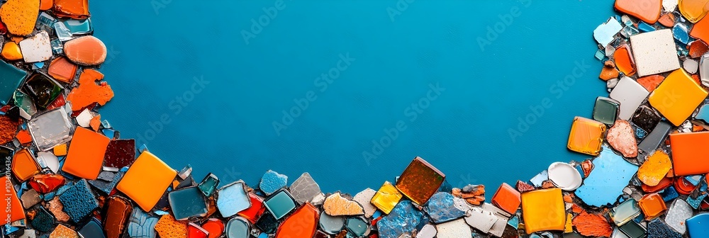 Leinwandbilder Dazzling mosaic of multicolored glass fragments creating a captivating kaleidoscopic effect as light reflects and refracts through the transparent surfaces generating a mesmerizing abstract pattern