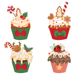 Christmas cream cake  vector design elements