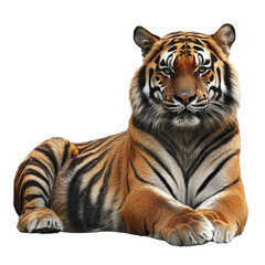 Fototapeta premium Majestic tiger portrait showcasing its striking features and powerful presence. tigers fur is vibrant and detailed, reflecting its natural beauty and strength