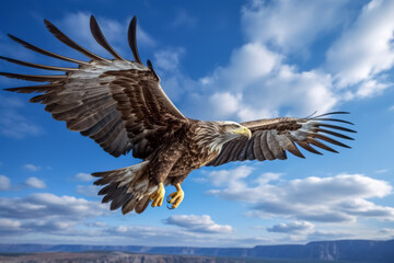 Fototapeta premium Mächtiger Seeadler im Flug, Generative AI