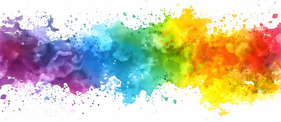 Watercolor rainbow-colored background, vector illustration with paint splashes.