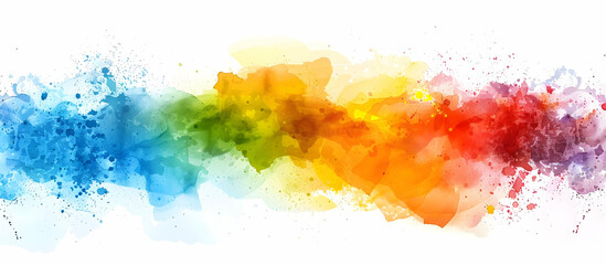 Obraz premium Watercolor rainbow-colored background, vector illustration with paint splashes.