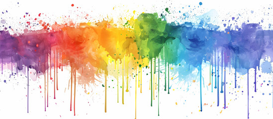 Fototapeta premium Watercolor rainbow-colored background, vector illustration with paint splashes.