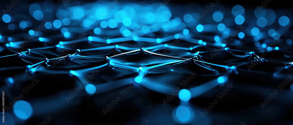 Aufkleber a captivating blue abstract image depicting interconnected hexagonal shapes, resembling a digital or
