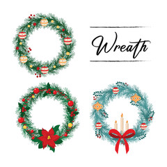 Christmas wreath design elements