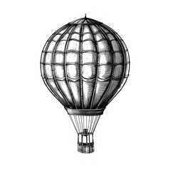 Naklejka premium Hot air balloon tattoo flash illustration transportation aircraft vehicle.