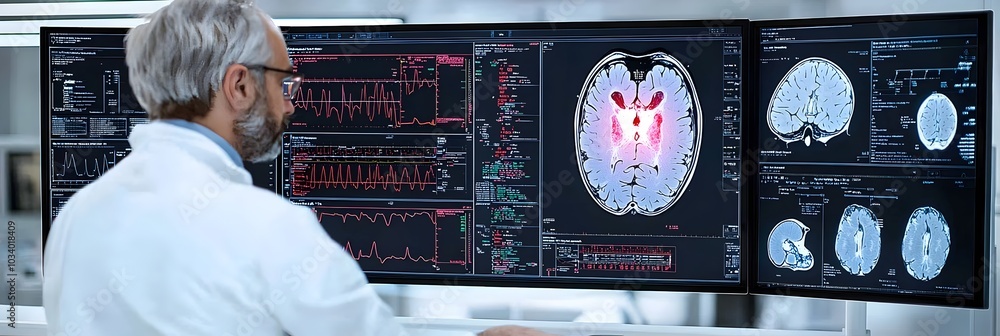 Aufkleber Digital CT scan results shown on a medical display monitor in a clinical healthcare setting  Advanced radiological imaging technology for diagnostic analysis and patient care
