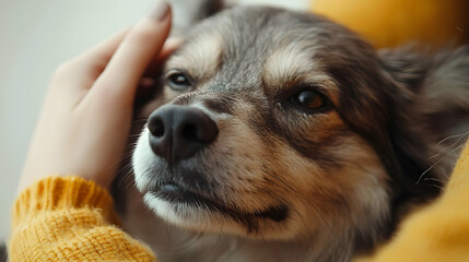 3D Mindful Pet Interaction: People Engaging in Animal-Assisted Therapy - Close Up of Hands Petting an Animal with Zoom Out to Show Pet Therapy for Janeiro Branco, Featuring Interactive Connections in 