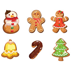 gingerbread, Cream cake decor elements colorful cute symbols