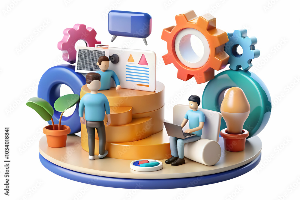 Poster abstract bokeh background illustrating team collaboration in a creative workspace with copy space fo