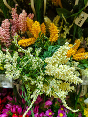fake flowers in the market
