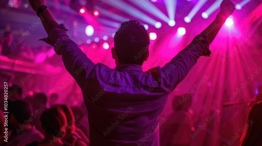 Aufkleber a person celebrating and expressing joy at a music event, with suggestions for using this image as a