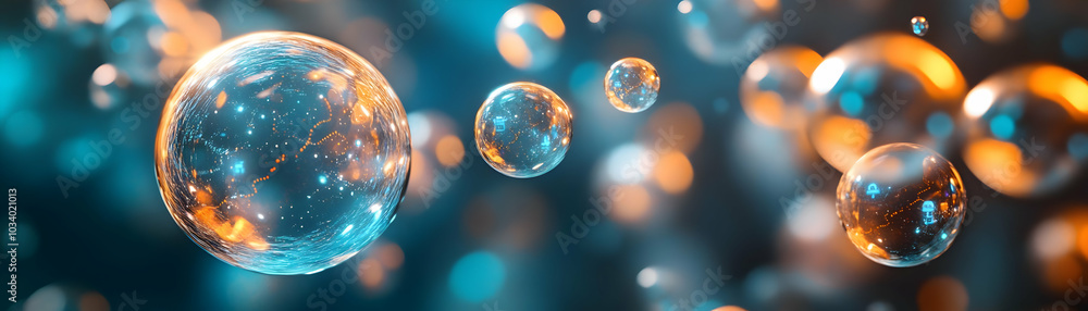 Poster quantum foam bargain bubbles: extreme close-up of dynamic price fluctuations with product images in 
