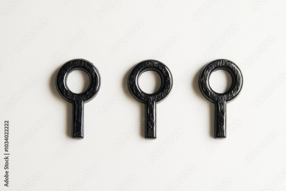Poster Three pairs of scissors placed neatly on a clean white surface, perfect for a craft or DIY project