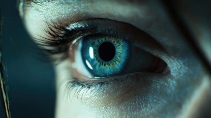 Fototapeta premium A detailed shot of a person's blue eye, great for medical or scientific illustrations