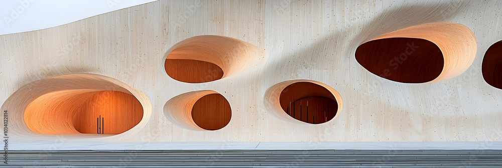 Poster innovative undulating roof structures capturing organic fluid forms in a contemporary and minimalist