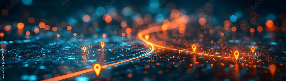 Poster abstract business roadmap with bokeh lights - a soft abstract path for strategic planning and innova