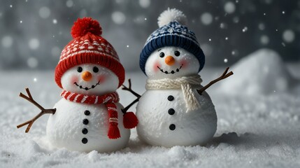 Fototapeta premium snowman on a snow