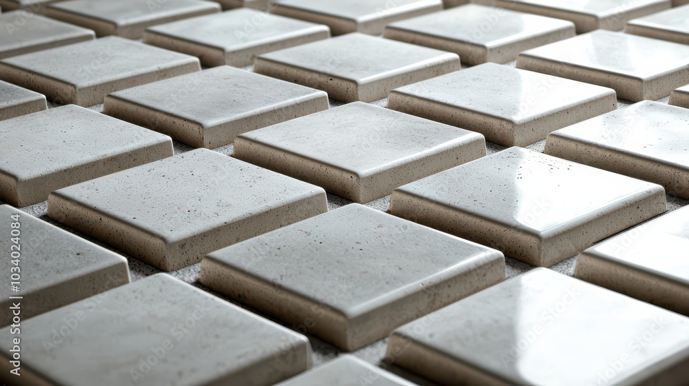 Poster geometric tile pattern with combination of smooth, square tiles in neutral color. arrangement create