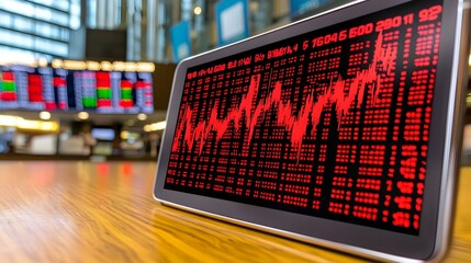 Obraz premium Fading Financial Fortunes A mobile trading app screen displaying massive market losses symbolizing the devastating impact of a financial crisis on individual portfolios and the broader economy