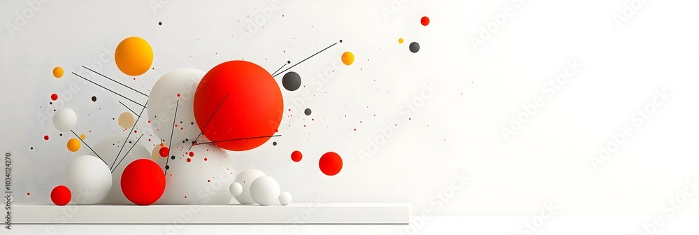 Poster mesmerizing abstract composition of 3d geometric shapes floating in space evoking a sense of modern 