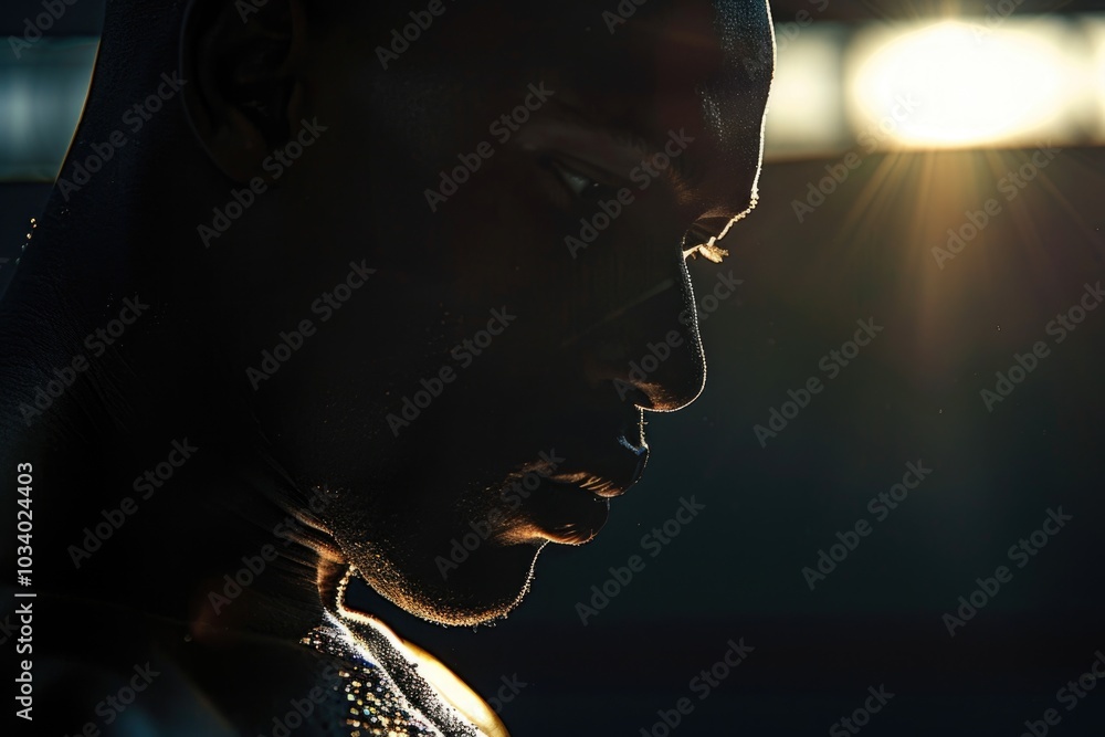 Poster a close-up shot of a person with the sun shining brightly in the background, perfect for use in trav