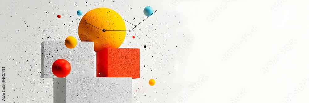 Poster mesmerizing abstract geometric shapes floating in a serene 3d space creating a modern minimalist and