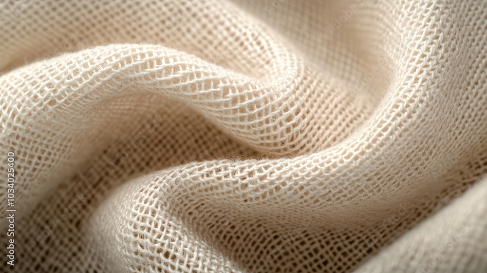 Poster soft woven fabric texture with fine threads, showcasing delicate and airy appearance. light color an