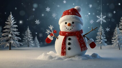Fototapeta premium snowman on the snow