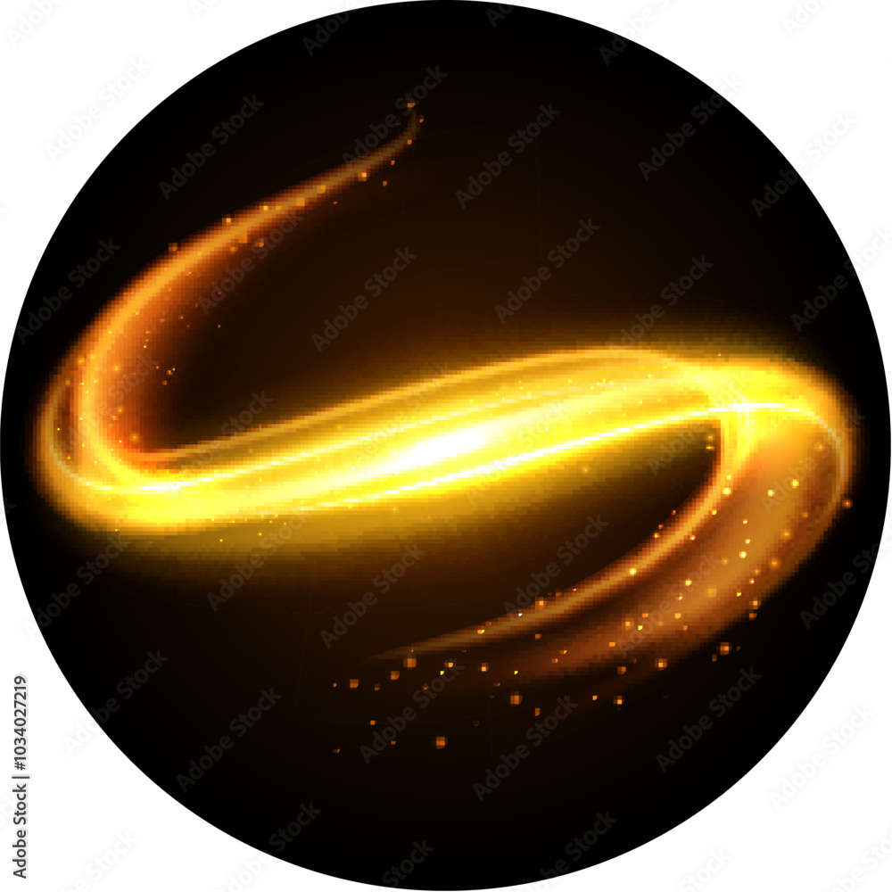 Wall mural magic golden particle flow effect. glowing sparkle