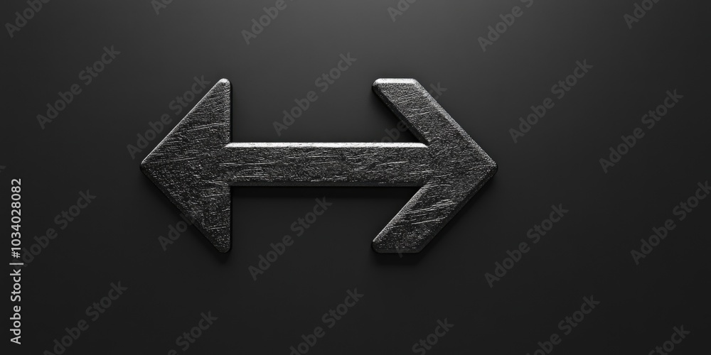Poster a metallic arrow pointing left against a dark background