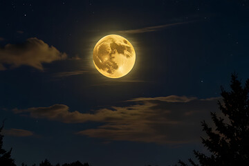 Fototapeta premium Full moon in the night sky.; Moonlight scenery.