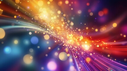 Twilight sky with abstract light trails from sparklers, softly illuminated, creating a colorful and ethereal blend of colors.