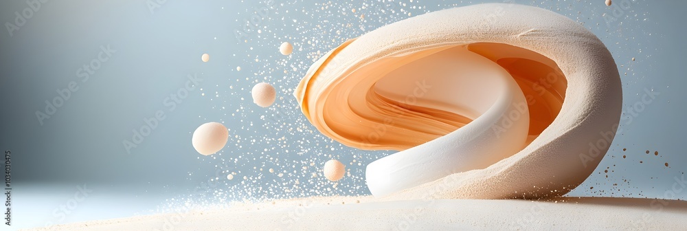 Poster smooth creamy swirling liquid foundation texture with an background this premium luxurious image can