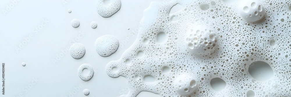 Poster soap foam and bubbles creating playful whimsical patterns and textures ethereal delicate and serene 