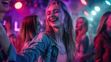 Group of friends having fun and dancing together at a social gathering