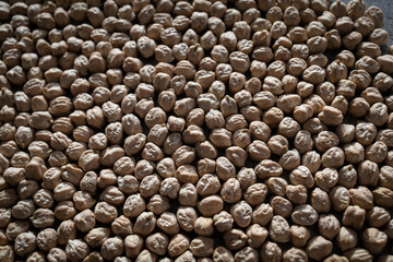 Dried chickpeas in a close-up shot