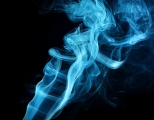 light blue smoke on a black background