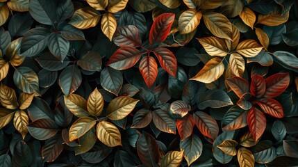 Fototapeta premium A cluster of leaves, focused on texture and detail