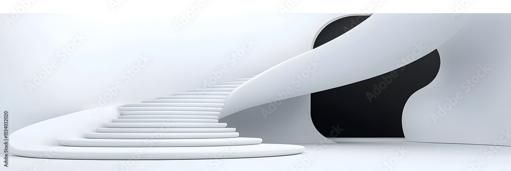 Leinwandbilder Striking minimalist white spiral staircases ascending in an elegant and abstract architectural design creating geometric patterns and visual intrigue