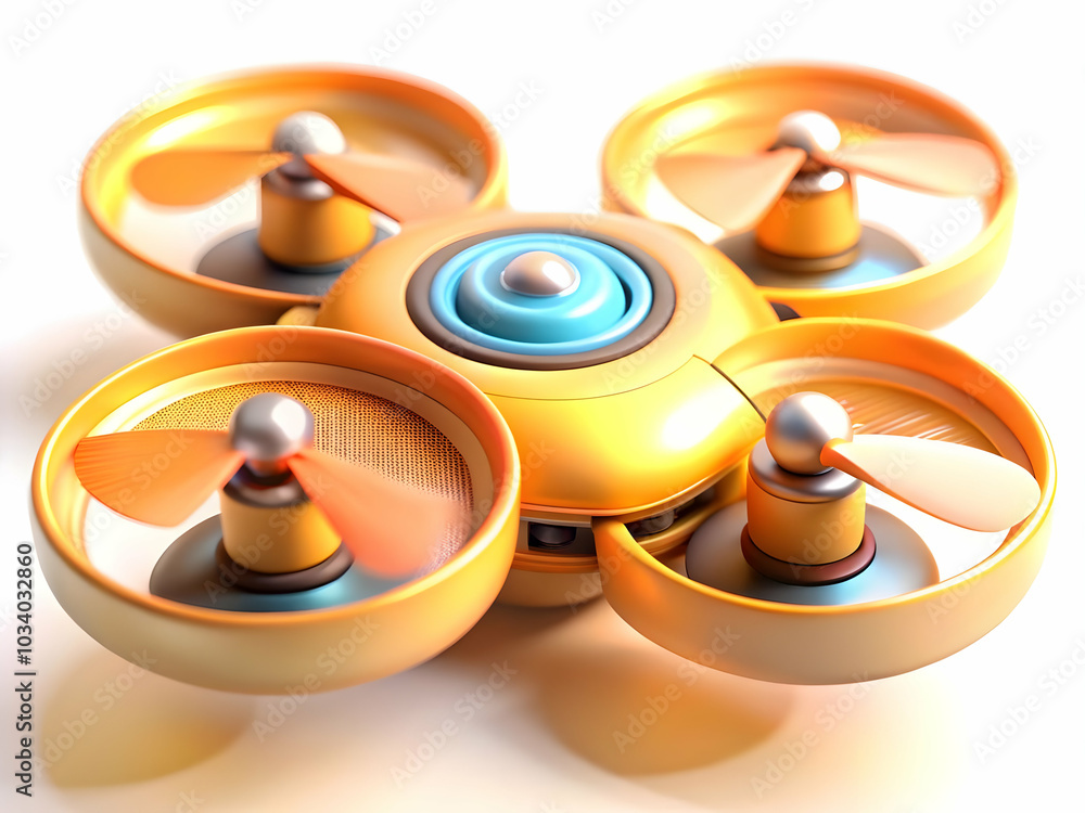 Poster macro close-up of futuristic drone propellers in motion with intricate design and motion blur - stun