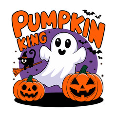 Spooky Halloween T-Shirt Design: Ghosts, Pumpkins, and Witches - Vector Illustration. Generative with AI