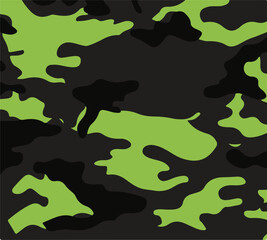 Camouflage pattern background seamless vector illustration. Classic clothing style masking camo repeat print. Green brown black olive colors forest texture