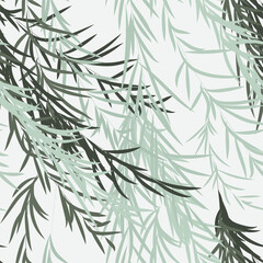 Seamless willow branches and leaves pattern, vector background tile template © Richard Laschon