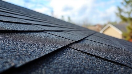 Close up of roof with blue sky in background